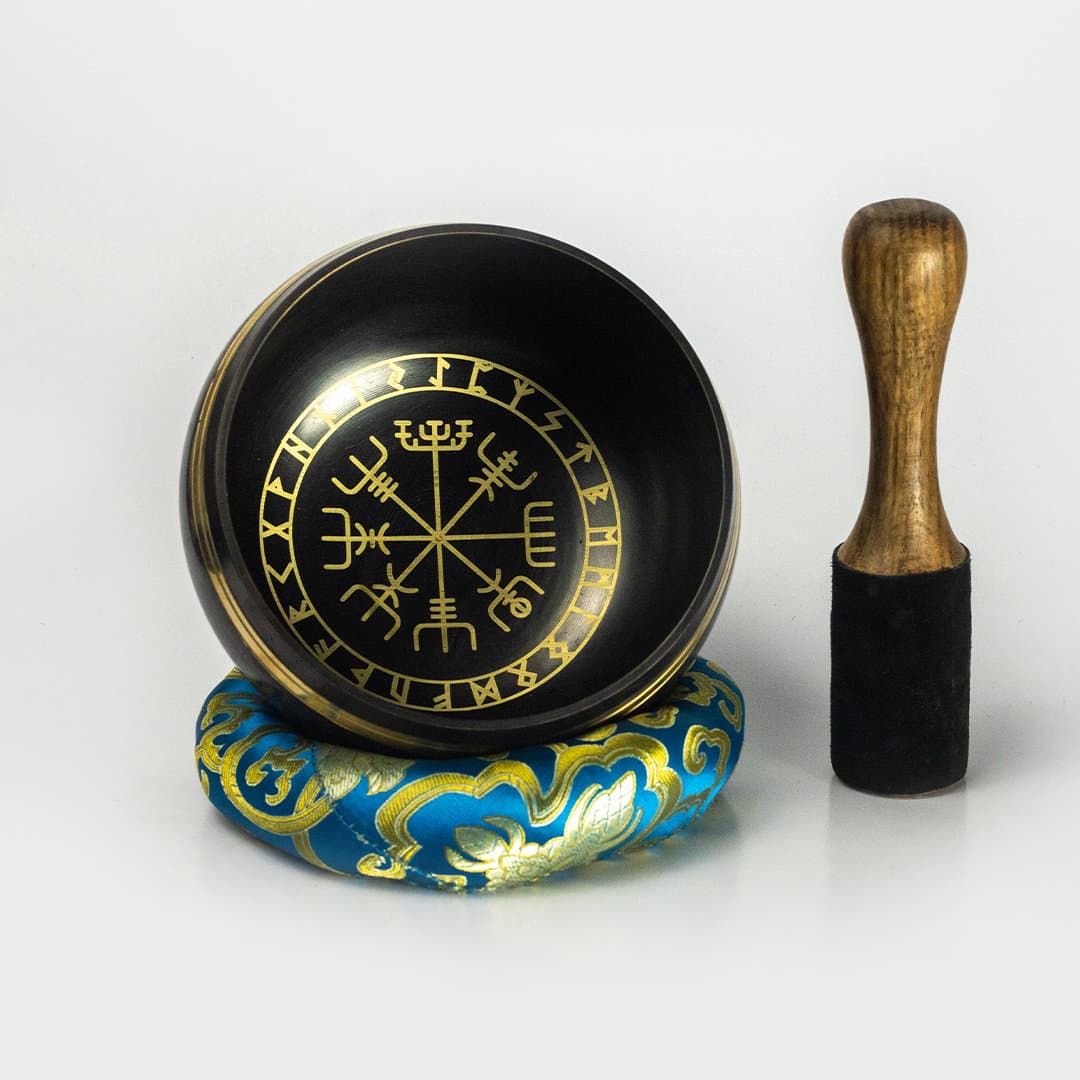 Hand-Itched 6" Tibetan Singing Bowl – Rune Symbol Design, Sound Healing view 1
