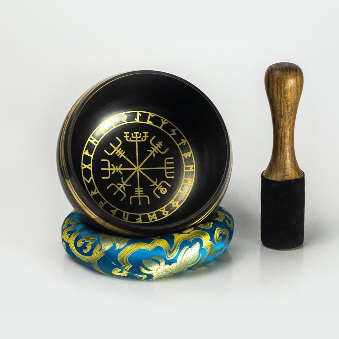 Hand-Itched 6" Tibetan Singing Bowl – Rune Symbol Design, Sound Healing