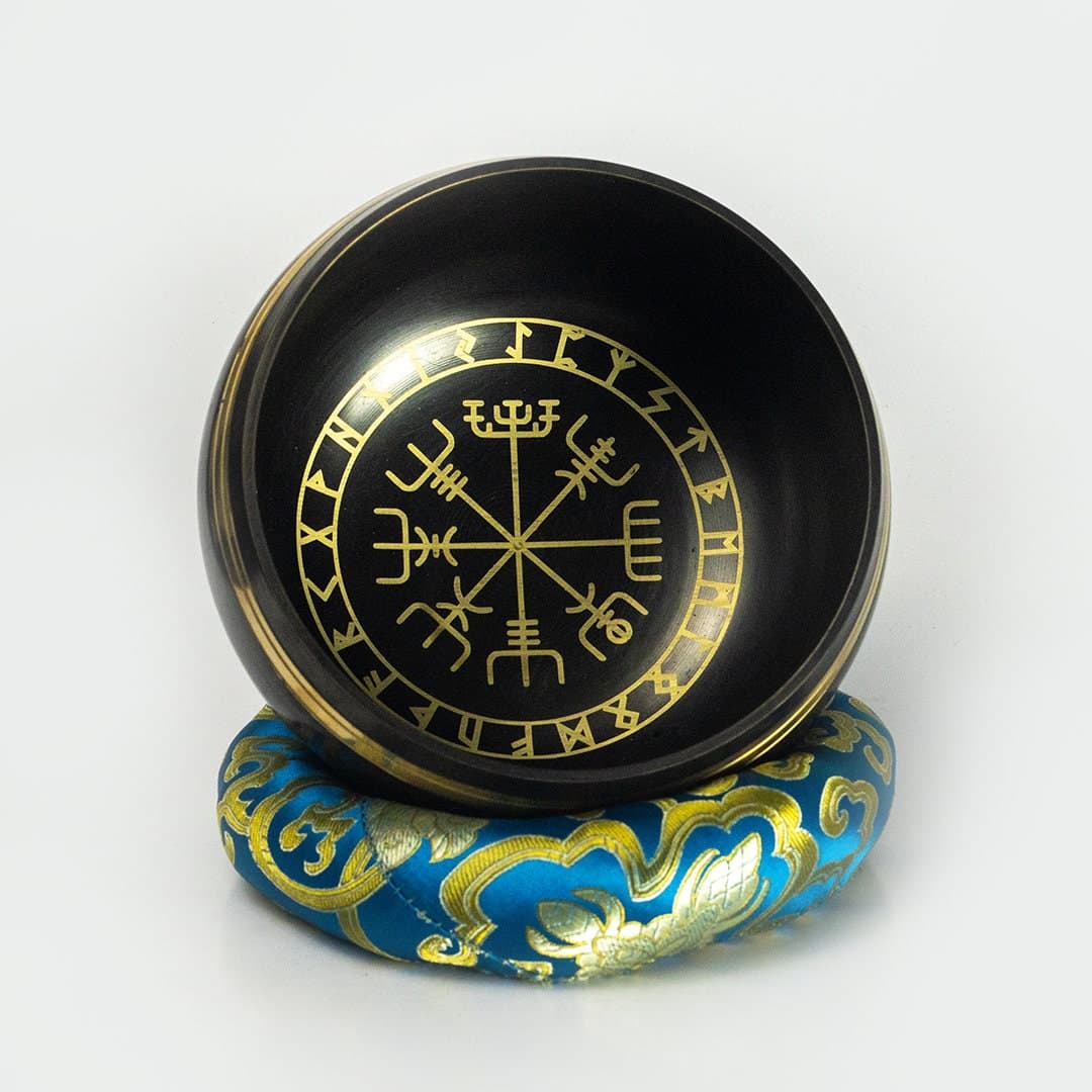 Hand-Itched 6" Tibetan Singing Bowl – Rune Symbol Design, Sound Healing alternate