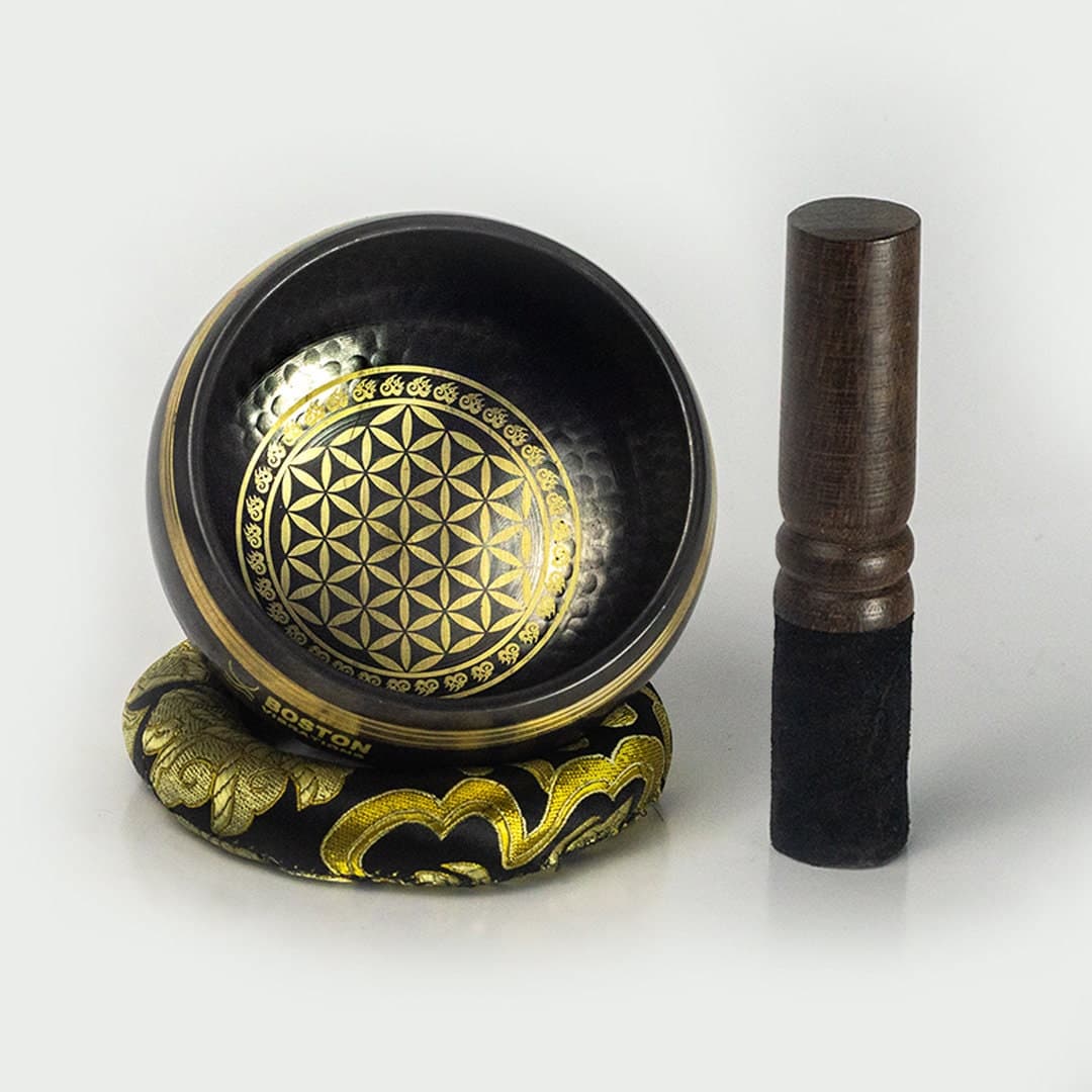 4" Hand-Hammered Tibetan Singing Bowl: Flower of Life, Meditation Tool view 1