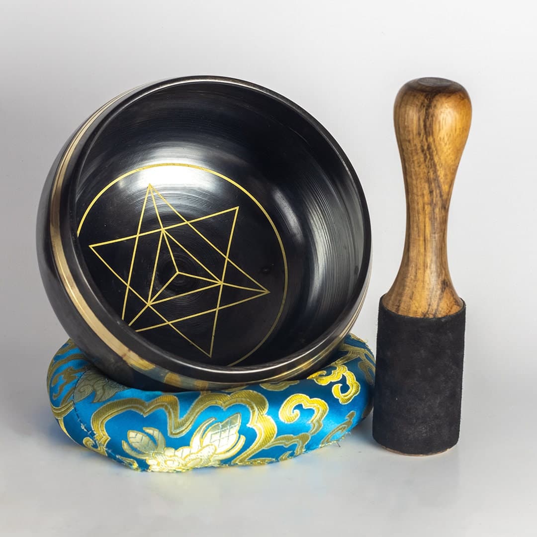 6 Inch Hand Etched Rune Symbol Tibetan Bowl for Energy Healing