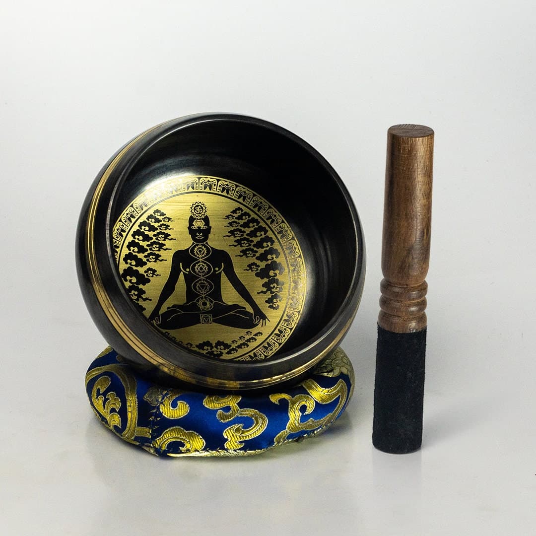 Hand-Etched 5" Tibetan Singing Bowl: Kundalini Design, Sound Healing view 1