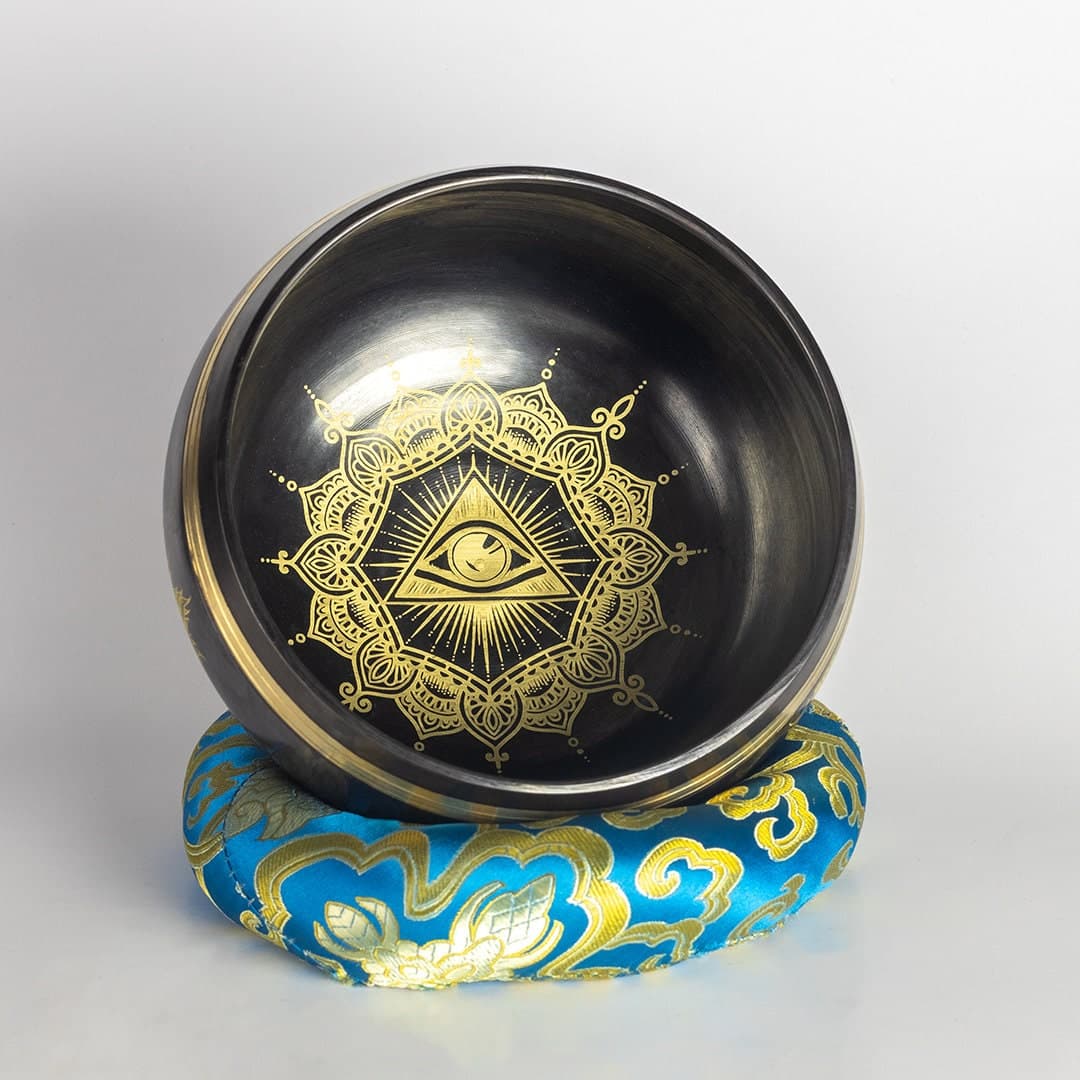Hand-Itched Tibetan Singing Bowl: Evil Eye Protection, Sound Healing alternate