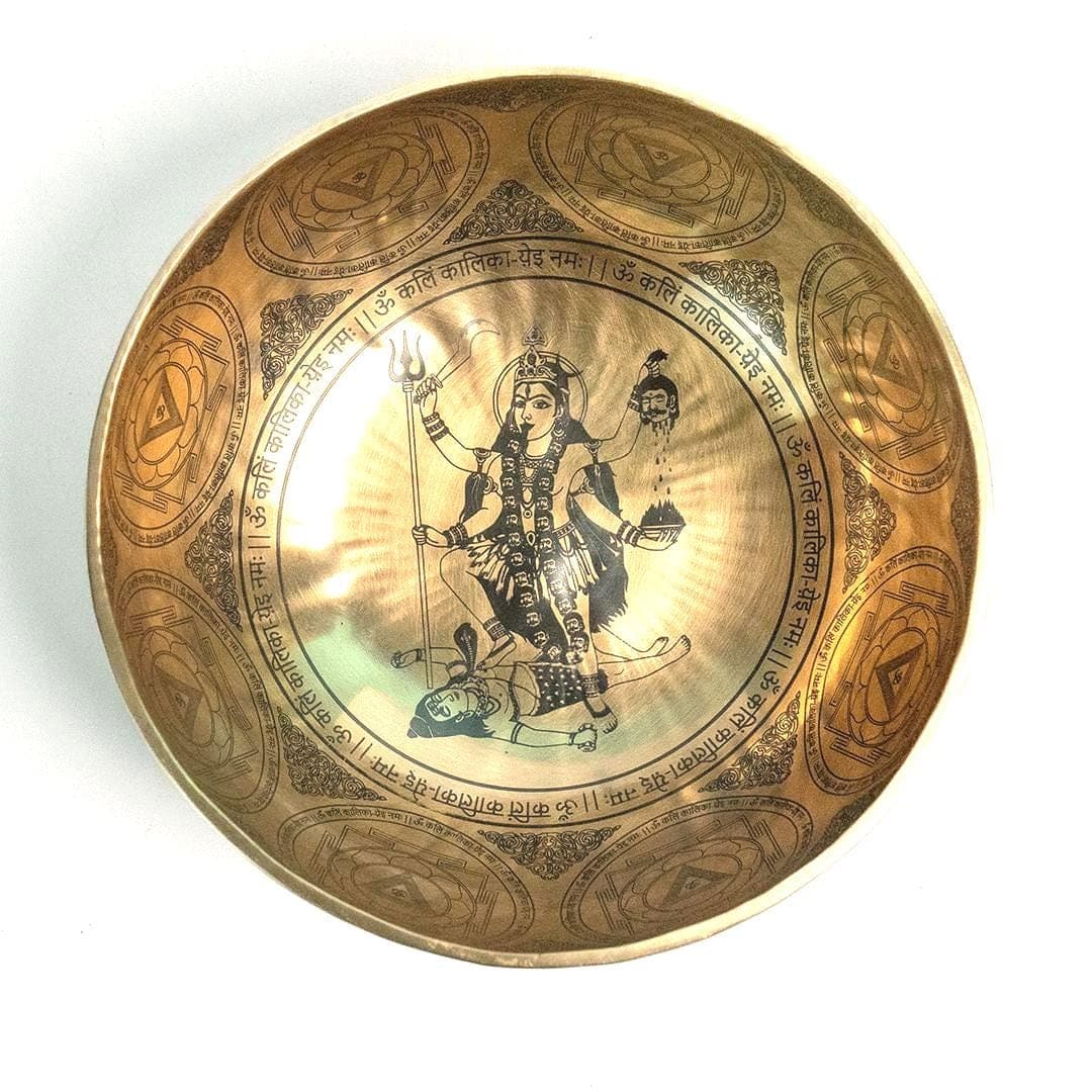 12 Inch Large Kali Tantra Mantra Ritualized Tibetan Bowl for Deep Tone Healing view 1