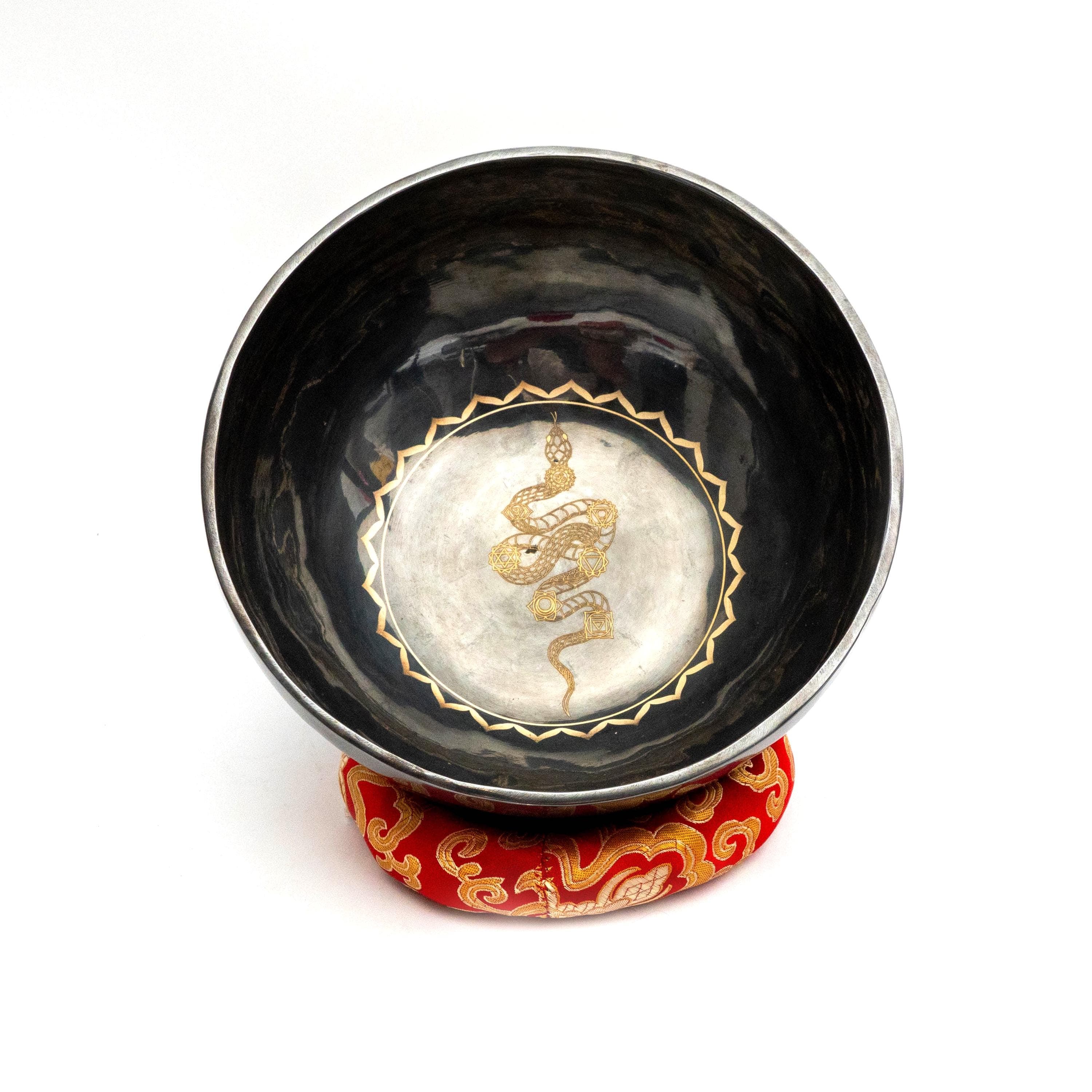 Hand Etched Black Snake Tibetan Bowl Set for Chakra Meditation and Sound Healing alternate