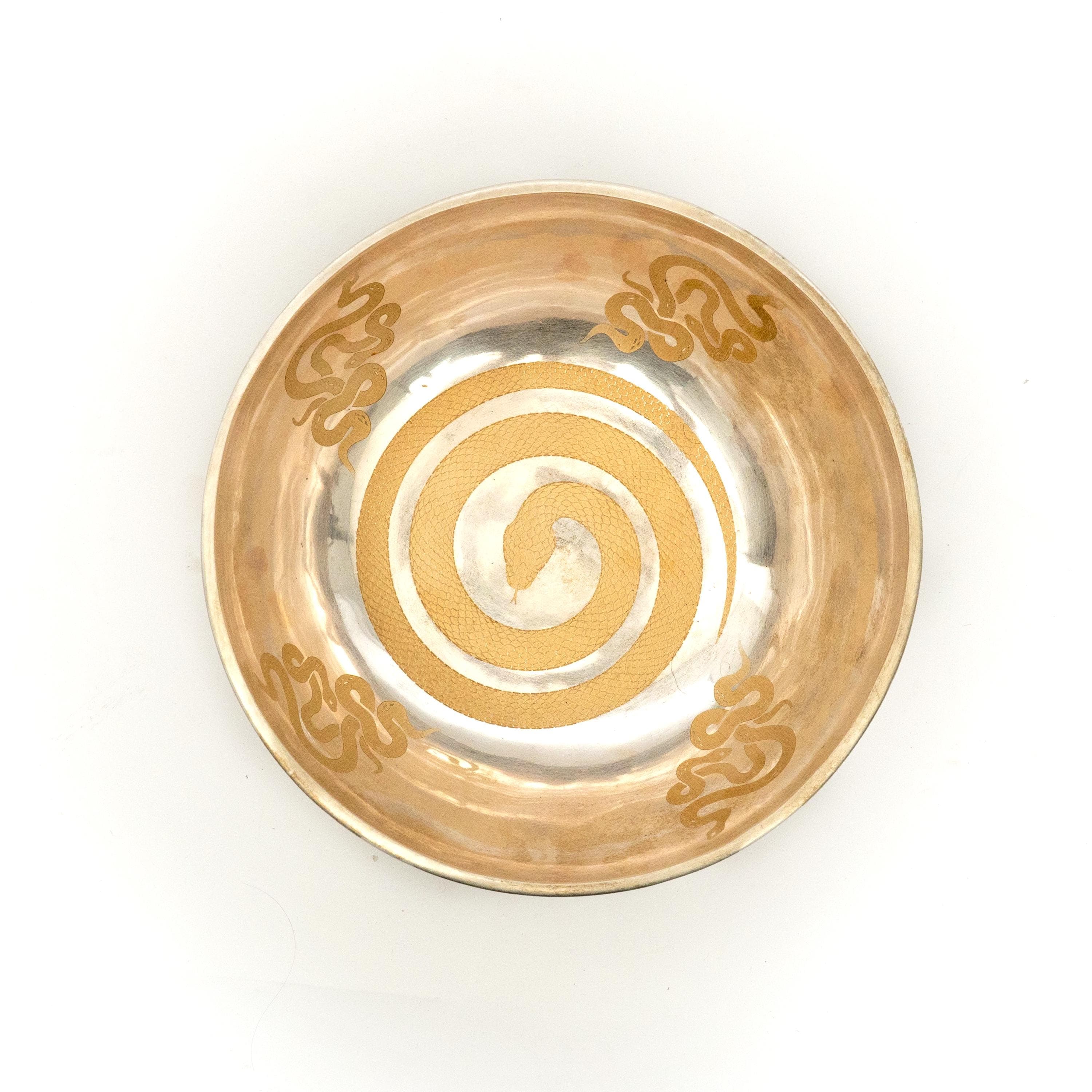 Silver Singing Bowl Set of 3: Kundalini, Lotus, Butterfly Designs alternate