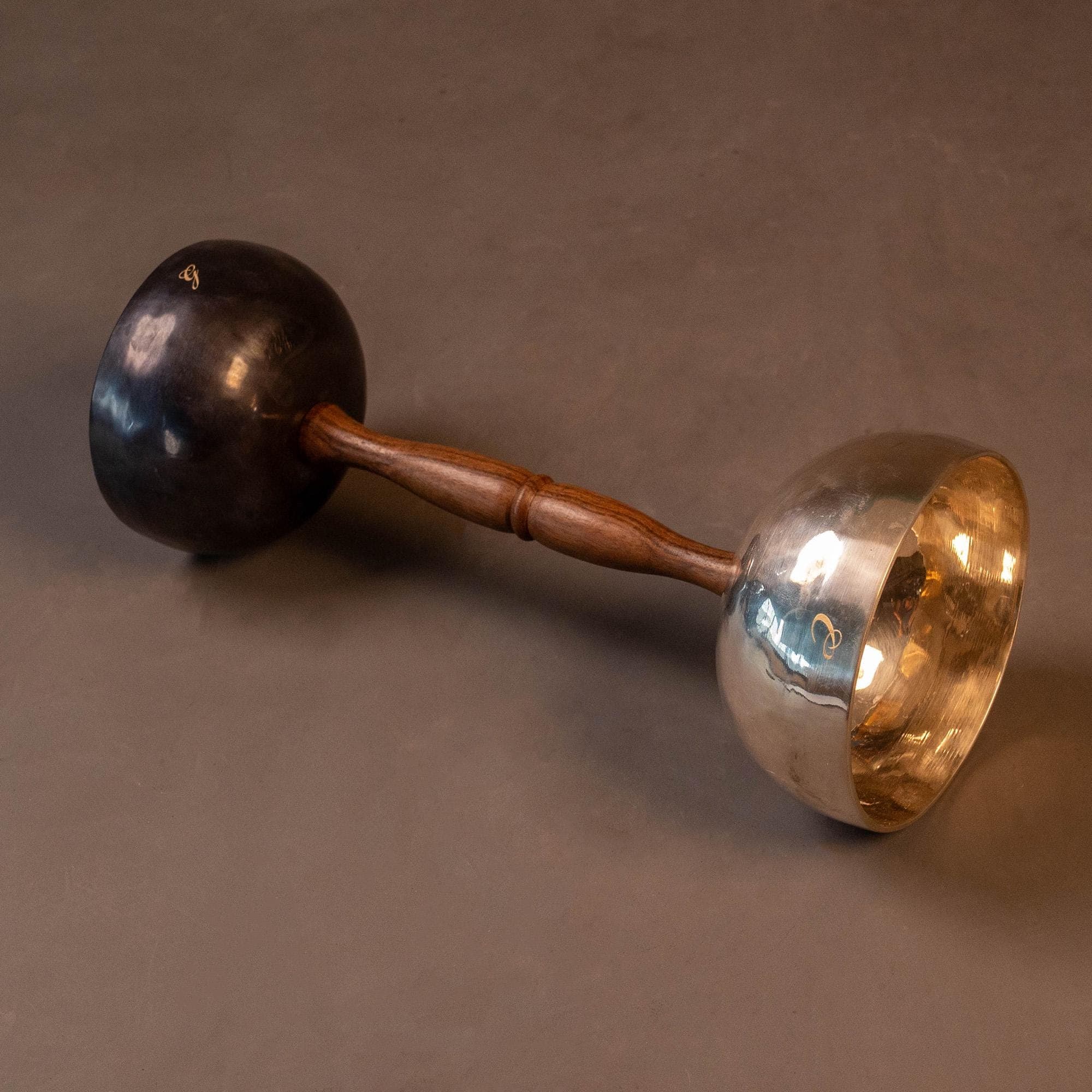 Dual Handle New Moon & Silver Full Moon Singing Bowl for Reiki and Sound Healing view 1